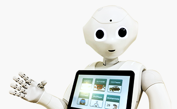 常設展示場で大活躍！ ロボットがショールームのご案内や、魅力あるコンテンツのご紹介をしています。